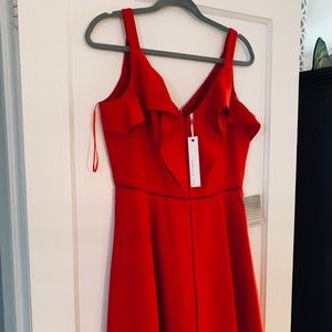 Deep Coral/Red Cocktail Dress with detailed seams!